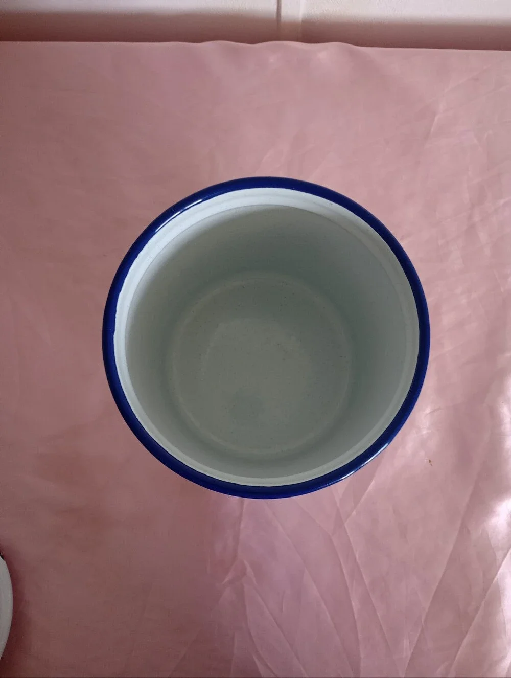 Vintage Pottery Barn Blue Speckled Enamelware Sugar Canister